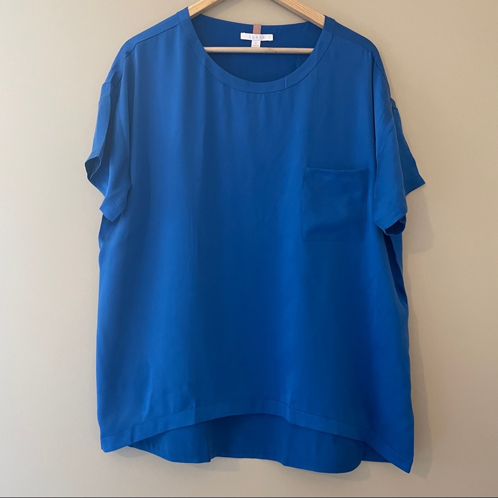 NWOT! LUNYA Washable Silk PJ sleepwear - Top only - S - Cobalt blue